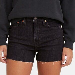 NWOT High Rise Black Dark Wash Jean Shorts Cutoff Hem Size 27